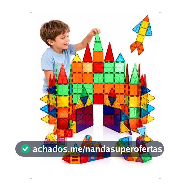 Brinquedo Educativo Blocos Magnéticos Infantil de Construção Montar STEM 32 48 60 120 Peças