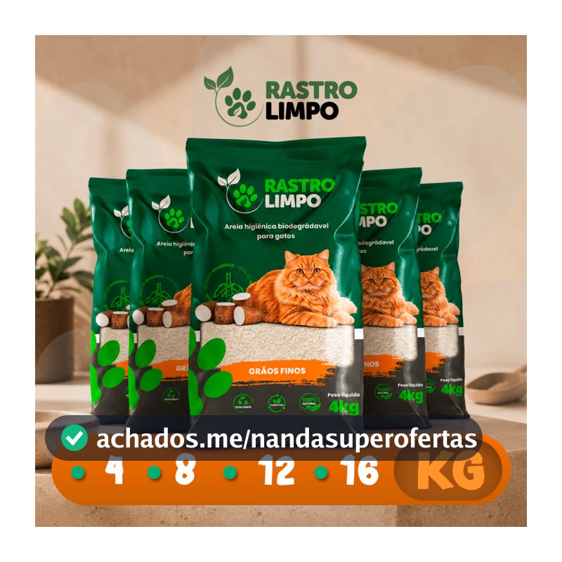 Areia 4 a 16kg Biodegradável Gato Grãos FINOS Rastro Limpo Mandioca Torrão Firme Sem Poeira