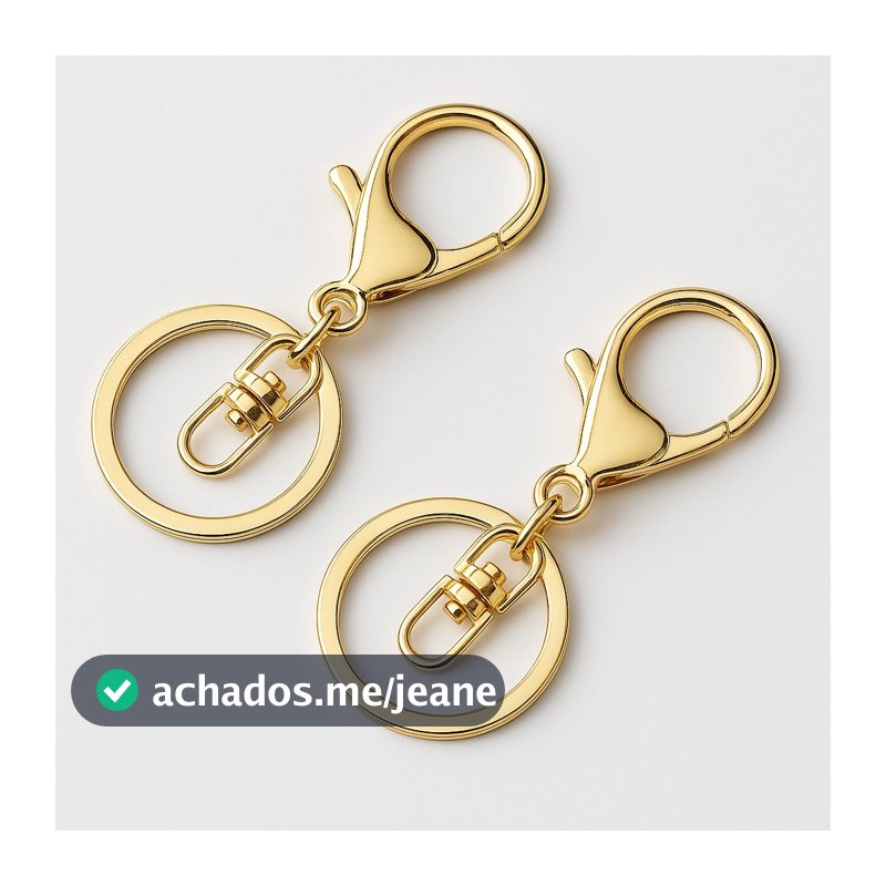 Kit 25 Argola de Chaveiro Premium 30MM Com Mosquetão Dourado Ouro Banhado Artesanato