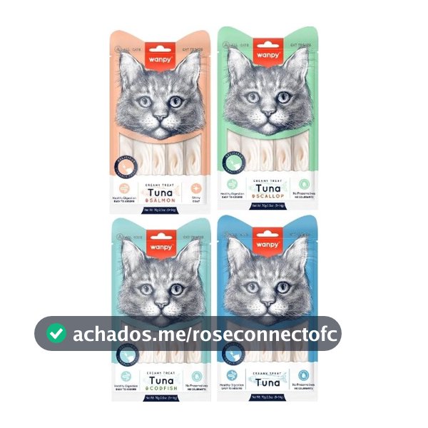 Kit 4 Wanpy Creamy Treat Petisco Cremoso para Gatos 70g – 20 Tubos