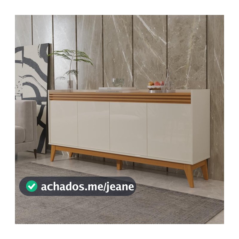 Buffet Aparador Ripado 4 Portas com Pés de MDF Astúrias 180cm