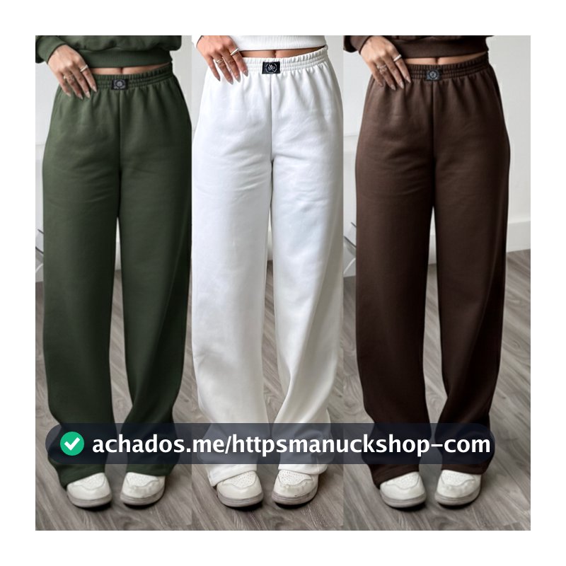 Calça Pantalona Feminina Cintura Alta no moletom confortável e estilosa Calça Wide Leg Moletom Feminina conjunto moletom