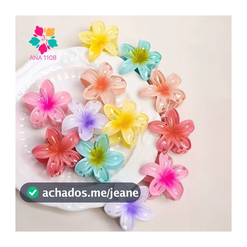 ANA 1108 Kit 12 Grampo de Cabelo de Flor Colorido Prendedores Flor de Acrílico Mulheres