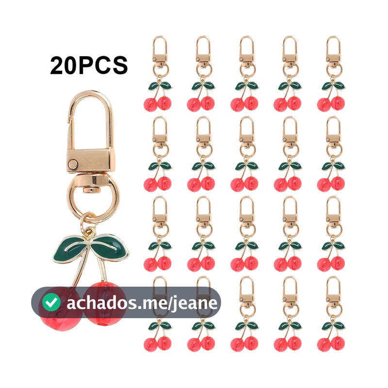 Mini Chaveiros De metal Em Forma De Cereja Fofos Para Acessórios De Mochila , Fecho Decorativo , 20 Unidades