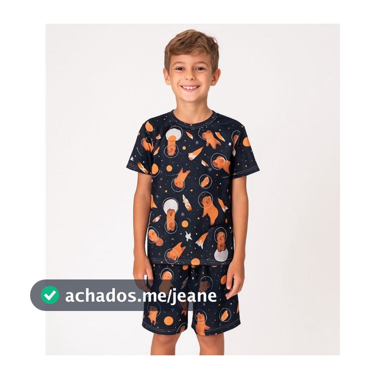 Pijama Infantil Masculino Verão Capivara Planeta