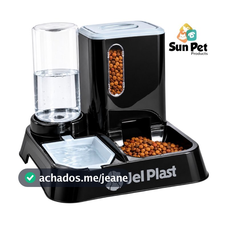 Kit Comedouro e Bebedouro Dupla Função Dispenser de ração 1 Litro de Água Comedouro Cachorro e Gato Cães e Gatos