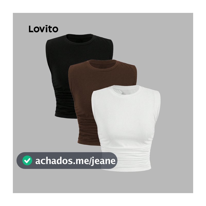 Lovito Casual Regata Lisa Plissada Básica De Verão Feminino L80ED367