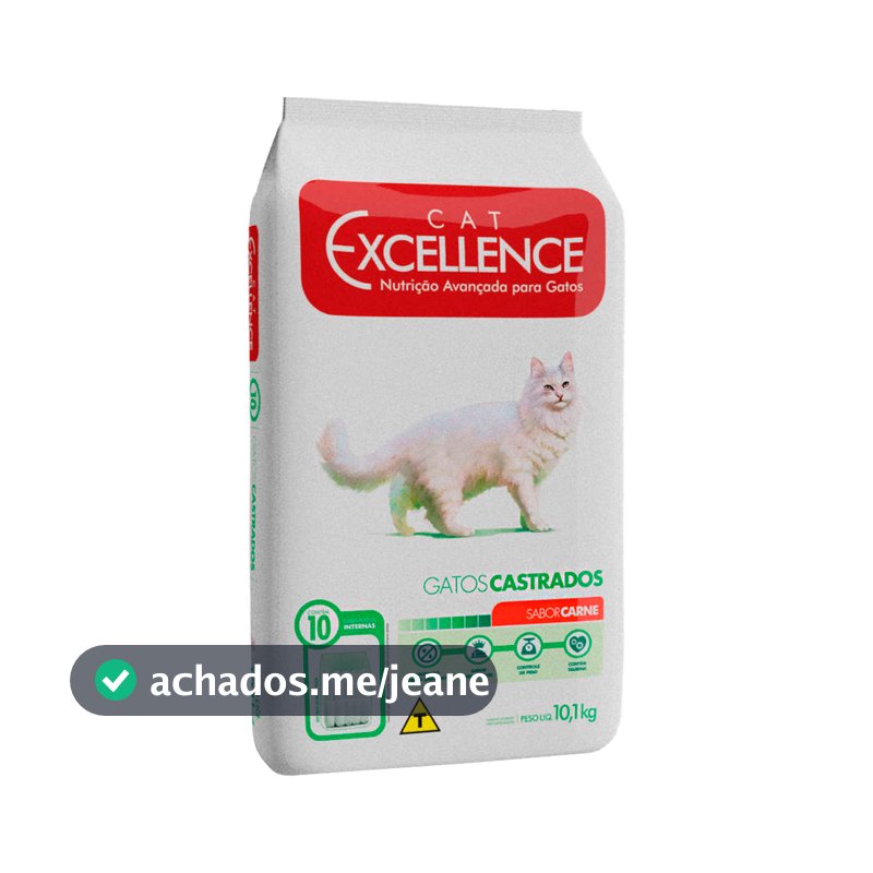 Ração Cat Excellence para Gatos Adultos Castrados sabor Carne 10.1Kg