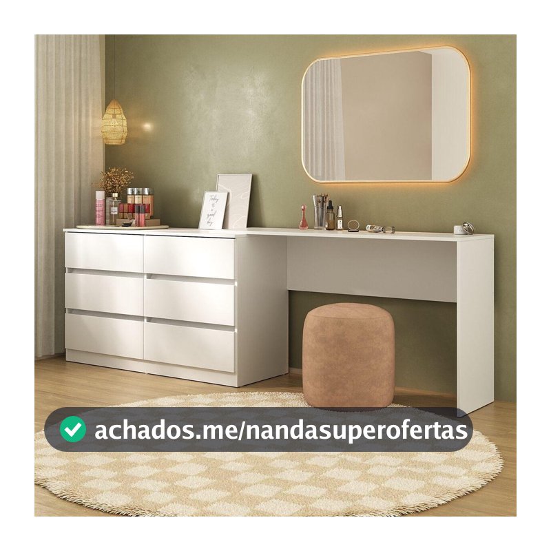 Penteadeira de Canto 120cm 6 Gavetas Flex Multimóveis MP4404