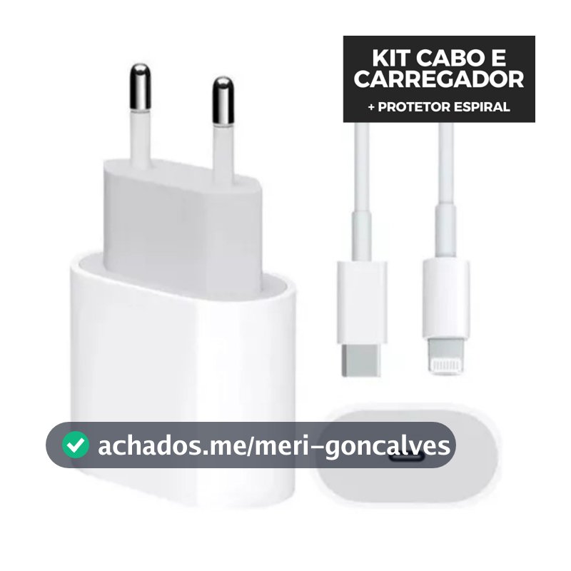 Kit Carregador de Iphone Turbo Cabo e Fonte 20w Carga Rápida + Protetor Espiral – Envio Garantido