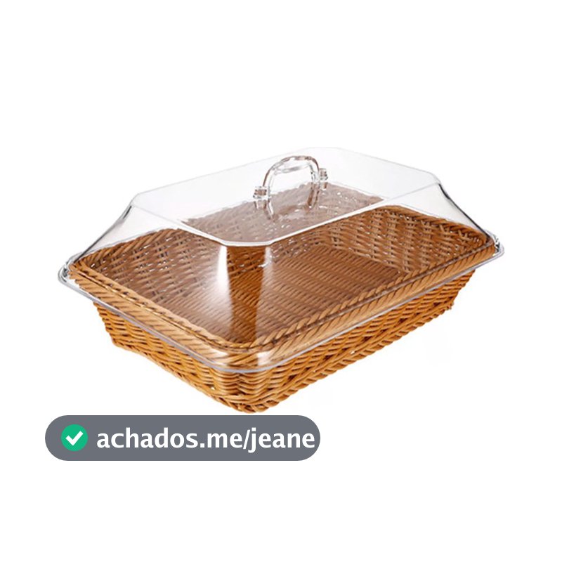 Cesta De Pão De Vime Acrílico Com Tampa Cesta De Frutas E Vegetais Feita À Mão Para Alimentos