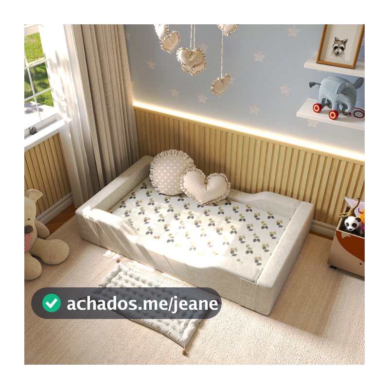 Berço Estilo Montessoriano todo em espuma D28 Quarto Infantil Leve para todo lugar cor bege