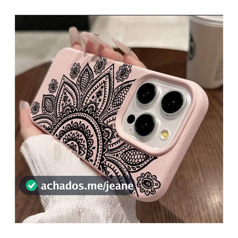 Mandala Capa Capinha Para iPhone 14 17 Air 16 15 Plus 13 12 11 Pro Max Couro Não Amarela Antiqueda