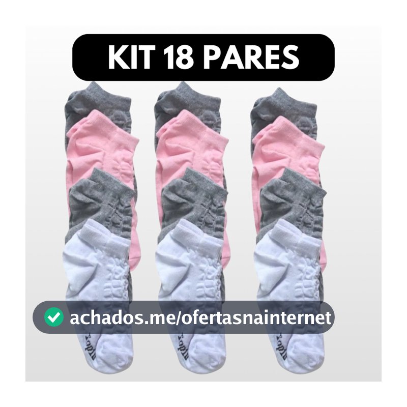 Meia Feminina Soquete Sortida Confortável Não Transpira kits com 3,6,12 ou 18 pares