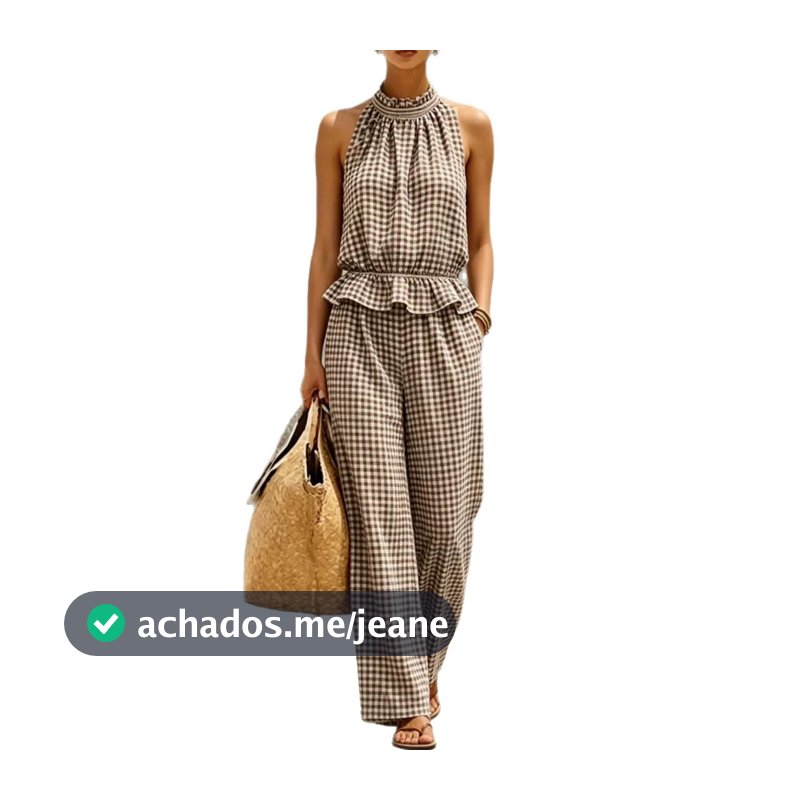 Verão europeu americano moda roupas femininas em torno do pescoço sem mangas topo calças retas Casual terno feminino