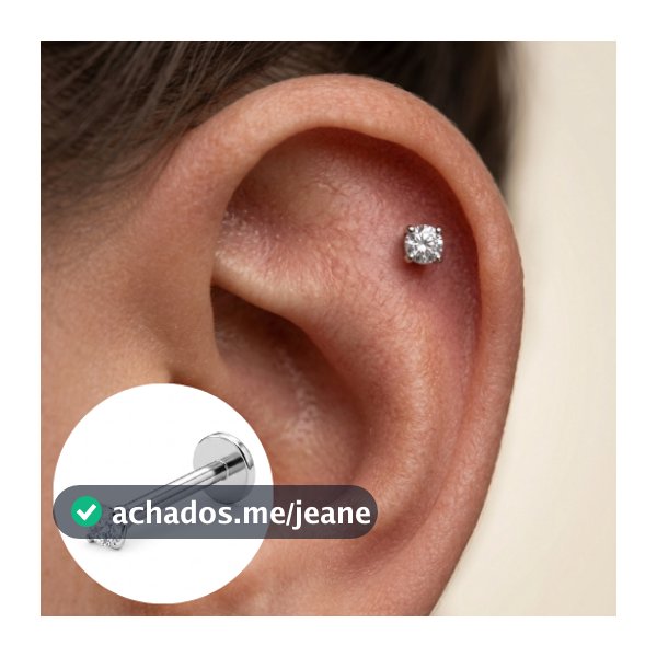 PIERCING PONTO DE LUZ 3MM ZIRCONIA PRATA 925 - HELIX TRAGUS ORELHA