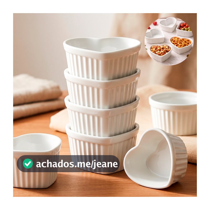 Ramekin Coração 150ml Canelado Molho Doce Petisco Festa