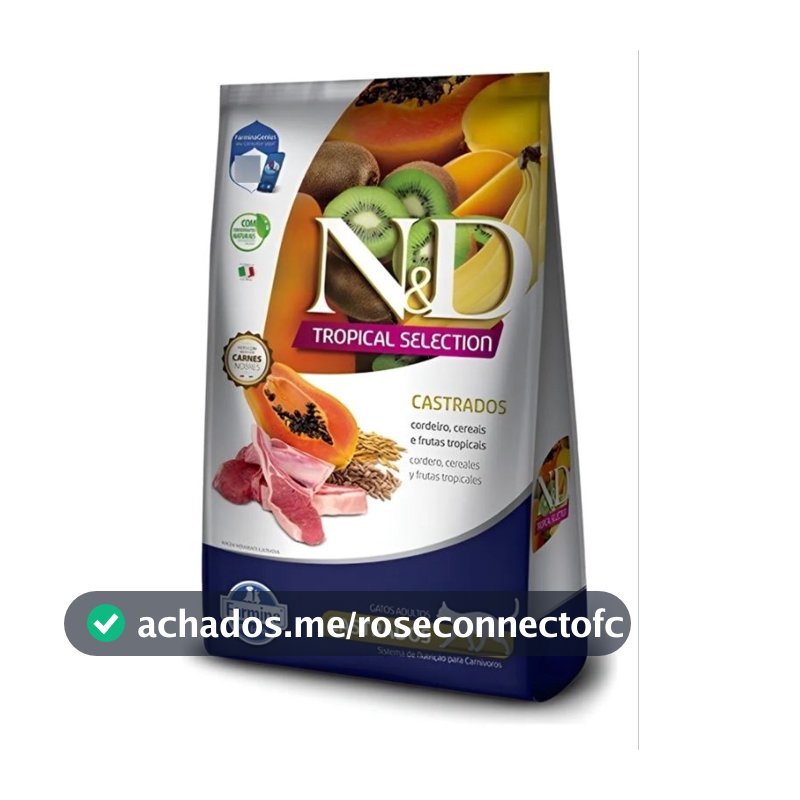 Ração Nd tropical Selection para gatos castrados 7kg - Cordeiro