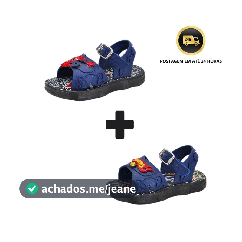 Kit 2 Pares Sandália Papete Menino Bebê Personagens dos Super Heróis