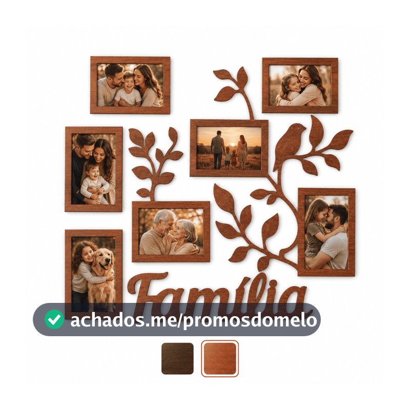 Quadro Porta Retrato Família MDF 7 Fotos Decorativo Parede