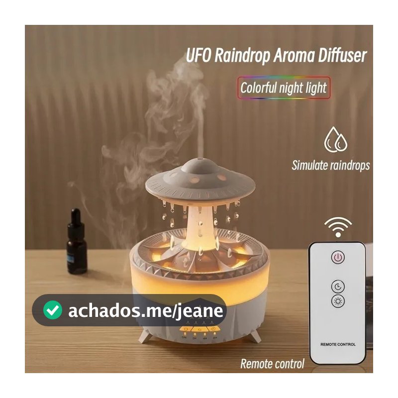 Umidificador De AR Nave Com Gotas de Chuva Alienígena Difusor Led 7 cores - SORTIDO