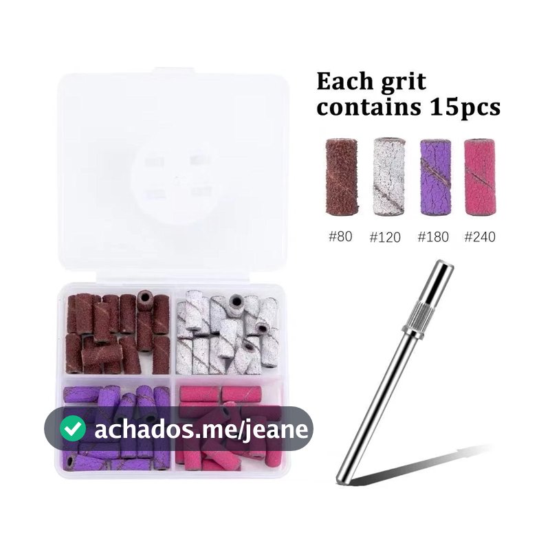 De Refils Slim + Broca Fininha Para Lixa Bits Mini Mandril Motor Elétrica 60und