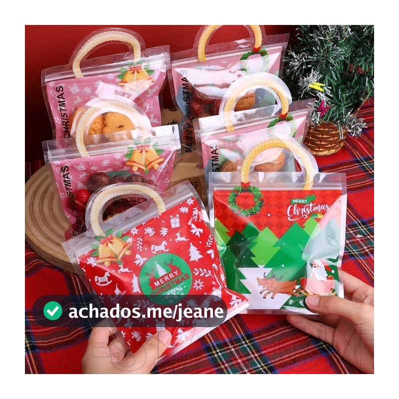 10-50 Unidades De Saco Selado Para Biscoitos De Natal-Bolsa De Doces Lanche De Desenho Animado-Sacos Autovedantes Embala