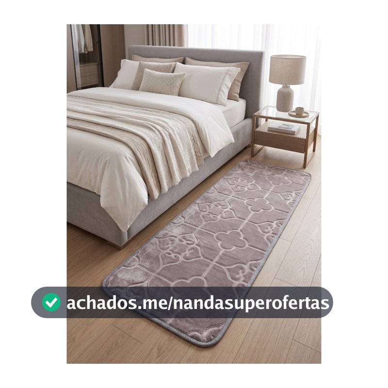 Tapete Passadeira 60x200cm Liso Aveludado Ideal para Corredor e Lado da Cama