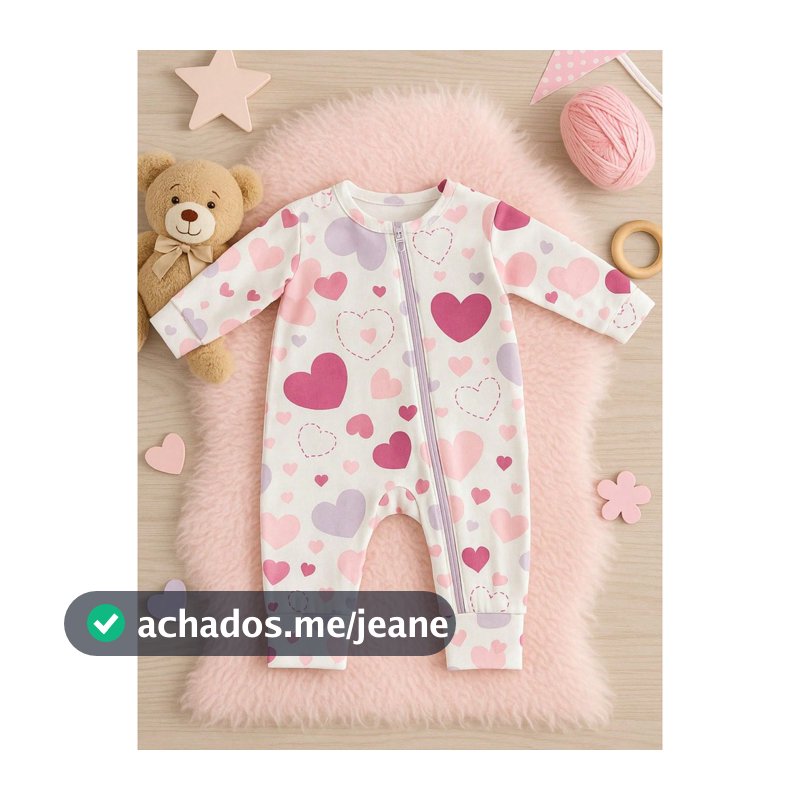 Macacão Longo Vira Pé Estampado de Meninas