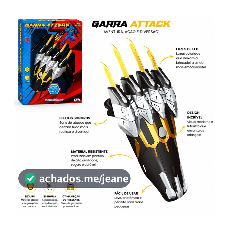 Luva Garra Retrátil Infantil com Luz e Som Brinquedo Super Herói Fantasia LED Menino garra wolverine