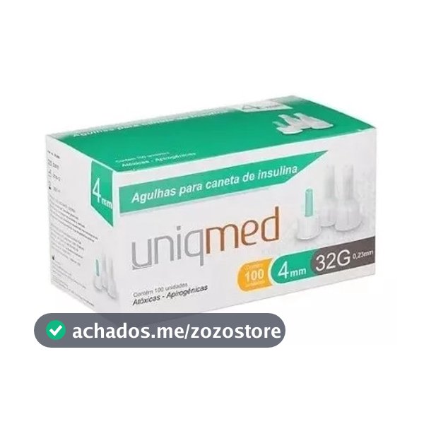 Agulha Para Caneta De Insulina 4mm x 32g UNIQMED - 100UN
