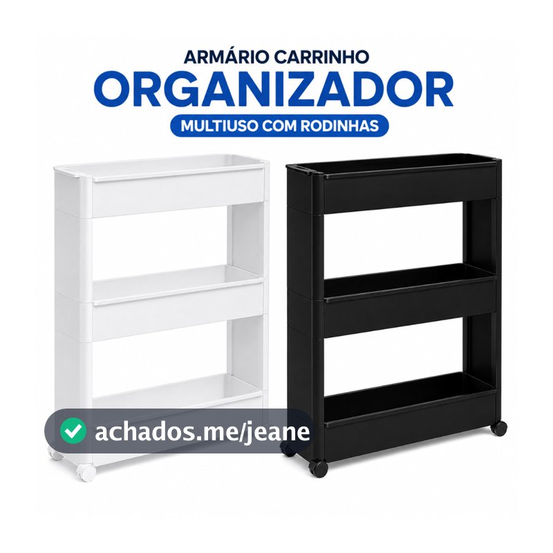 Armário Carrinho Organizador Multiuso com Rodinhas Banheiro Lavanderia Cozinha Quarto Escolha a Cor