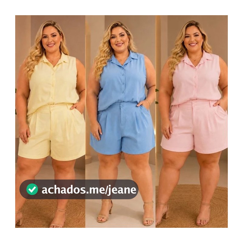 Conjunto Feminino Plus Size Regata Social e Short Elegante