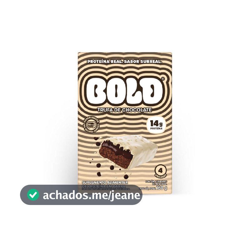 Bold Barra de Proteina Trufa de Chocolate 14g Kit com 4 Unidades