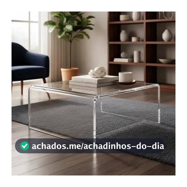 Mesa De Centro Acrílico Moderna Minimalista Cristal Transparente