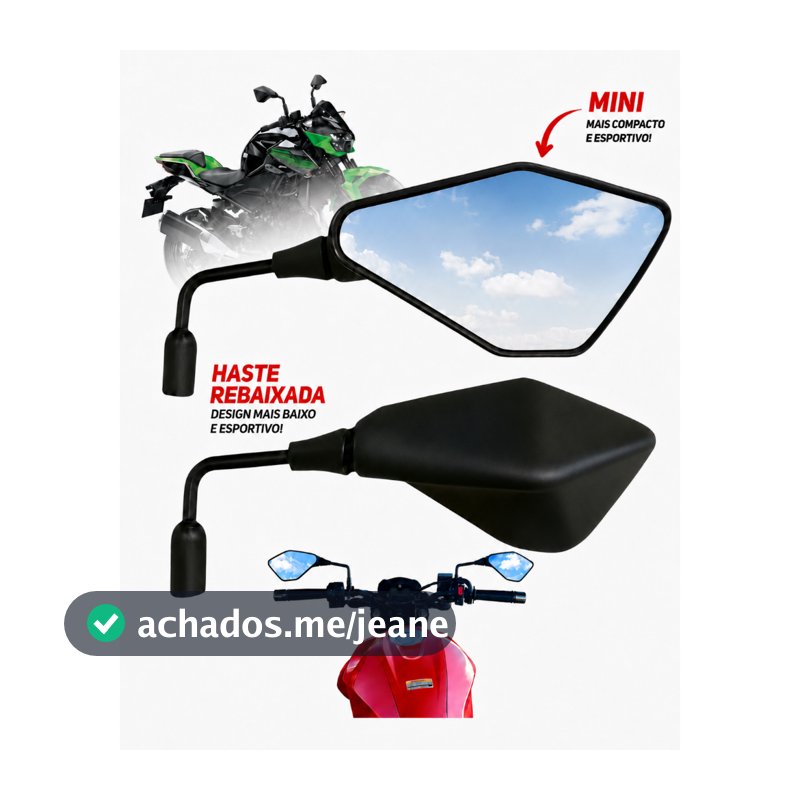 Retrovisor Mini Kawasaki Z400 Rebaixado 90º Honda Ou Yamaha Renascença