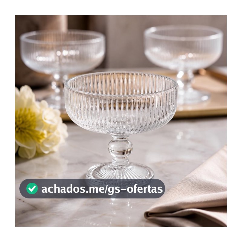 Jogo 6 Taças de Vidro potes Para Sobremesa e Sorvete 320ml