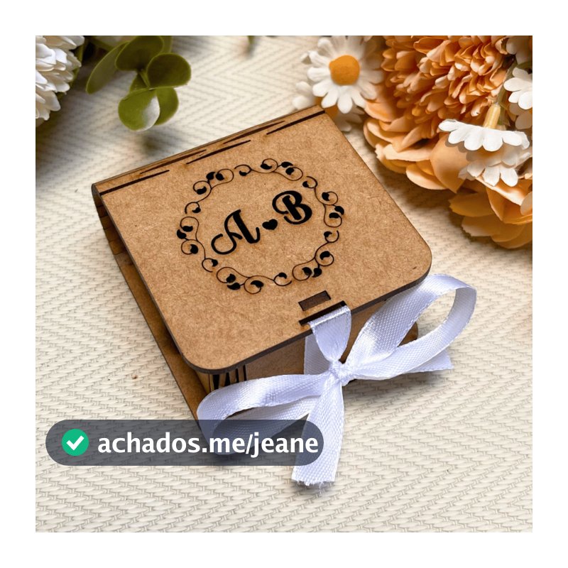 Kit 30 Lembrancinha Casamento Noivado Caixa Personalizada Iniciais Casal MDF Caixinha Pegue e Monte