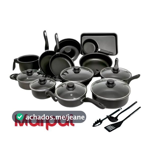 Jogo Panelas 10 ou 16 Peças Antiaderente Teflon Tampa Vidro Preto Vermelho Rose Envio Imediato