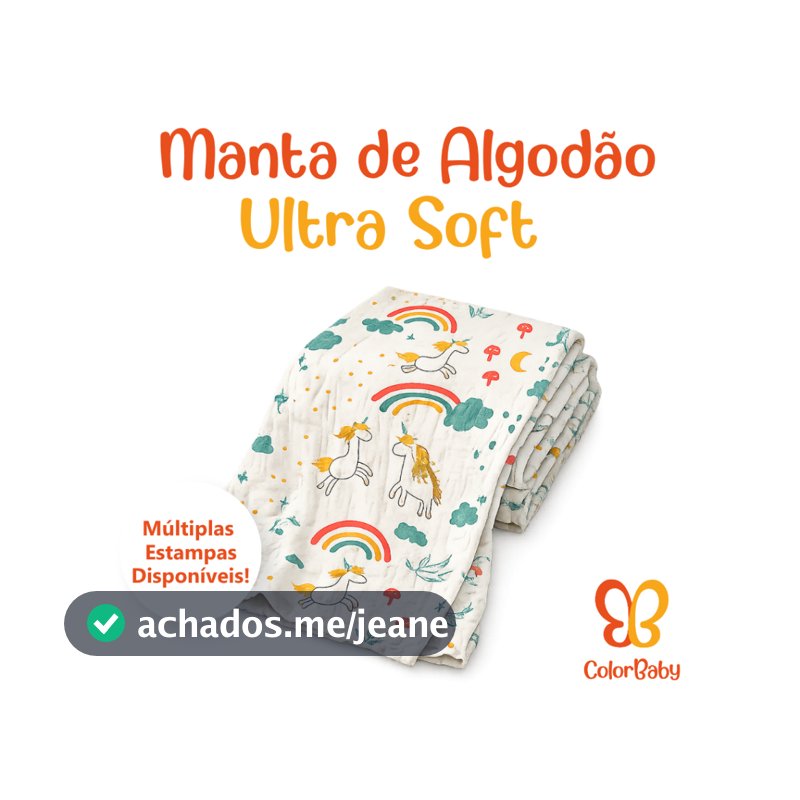 Manta Cobertor 120x100 Ultra Soft Antialérgico de Algodão para Bebês - ColorBaby