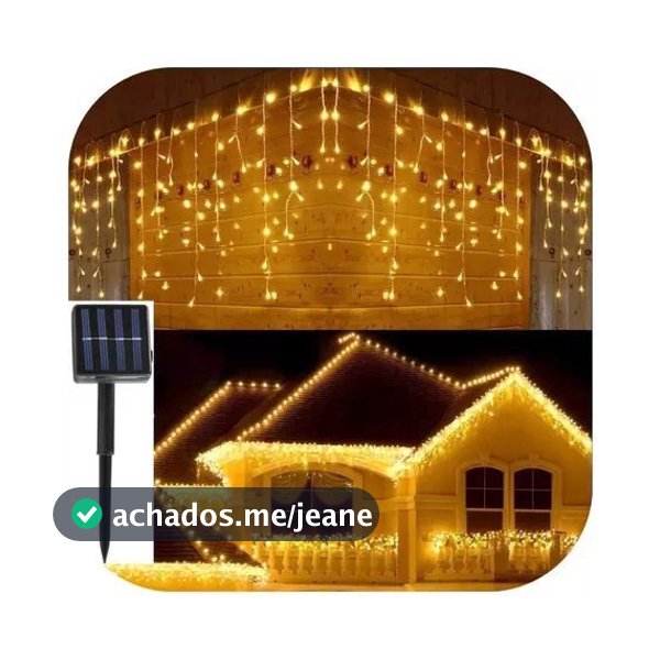 Cascata 400 Leds Pisca 8 Funções Solar 10m Natal Decoração (Branco Frio/Branco Quente/Colorido)