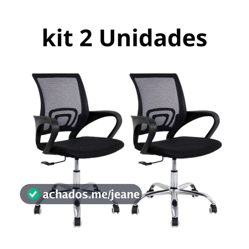 Kit 2 Cadeira Escritório Giratória Office Arco Estofado Mesh