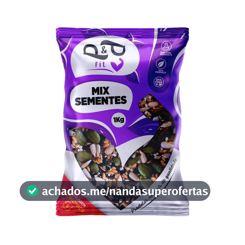 Mix de Sementes Chia Girassol Abobora Linhaça Dourada e Marrom 1Kg