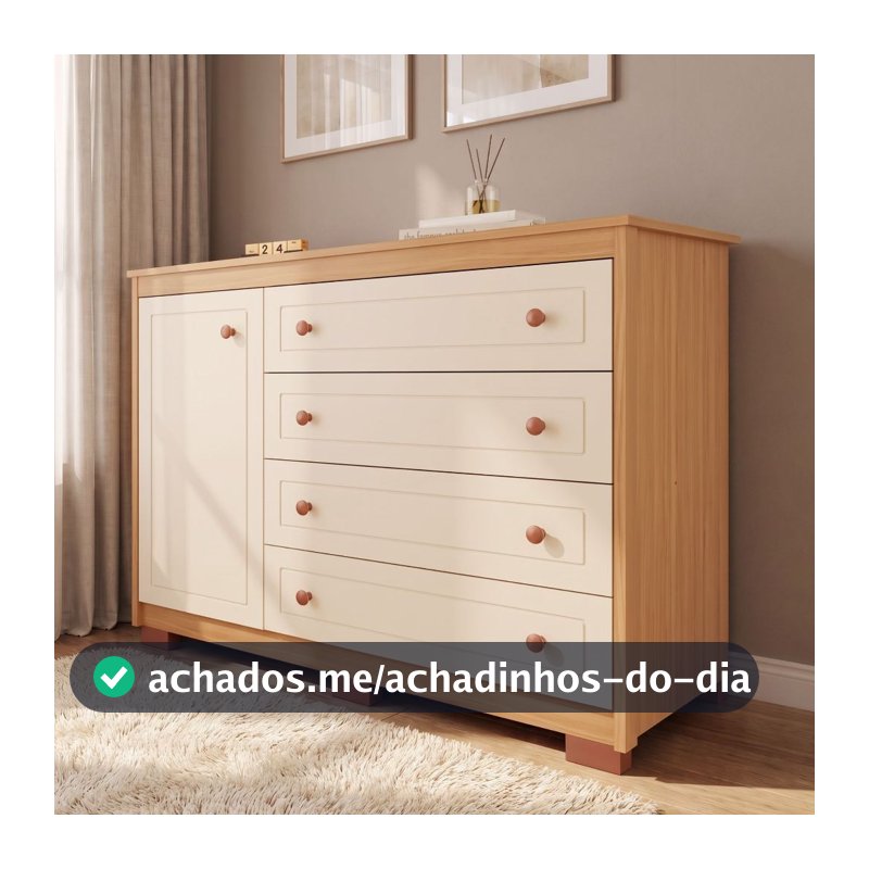 Cômoda Provenza 100% MDF 1 Porta 4 Gavetas