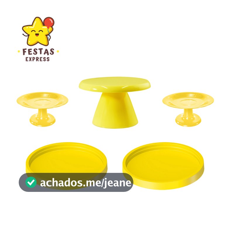 Kit Mini Festa - 1 Boleira Cake Slim 17x11 , 2 Mini Cakes e 2 Bandejas  Rendonda 20cm