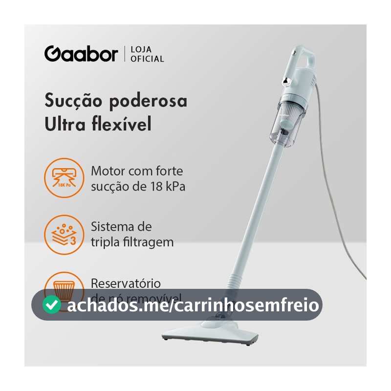 Gaabor Aspirador 2 em 1 18000Pa Forte Sucção Silencioso Fácil Guardar CW-18M02A