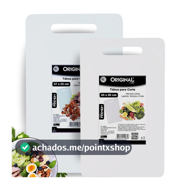 Kit Com 2 Tábua De Corte Superchef Pvc Cozinha Original Line de Churrasco Corte Carnes Branca Tamanho Grande Dupla Face