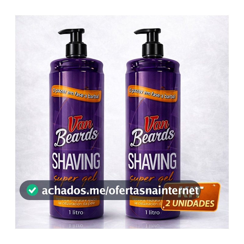 KIT 2 Shaving Gel Profissional Van Beards 1 Litro | Alto Rendimento Barbearia