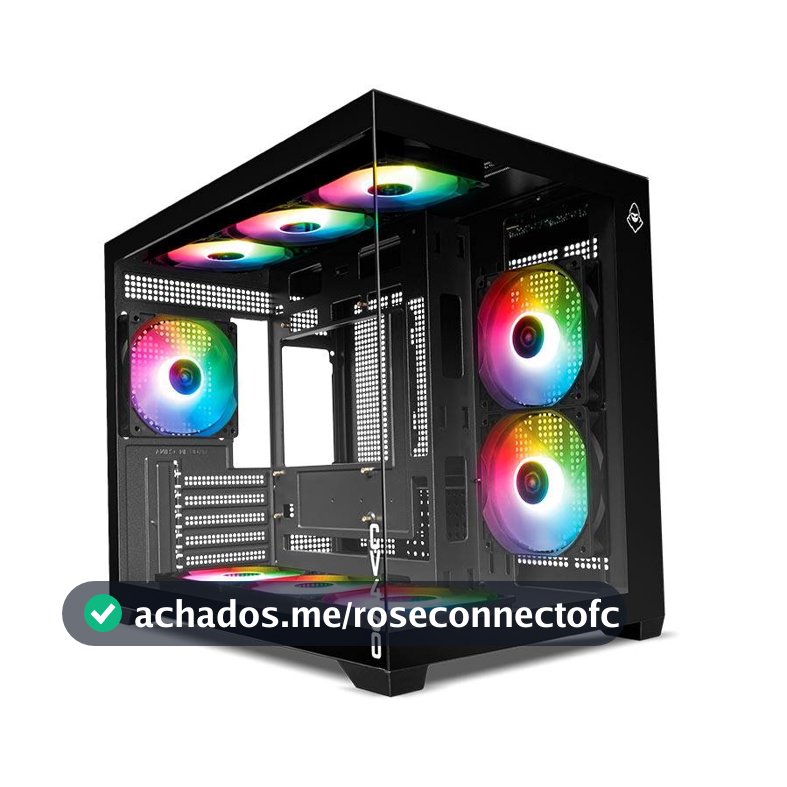 Gabinete Gamer Mancer CV450, Mini-Tower, Lateral de Vidro, Com 9 Fans, Preto, MCR-CV4509F-BK