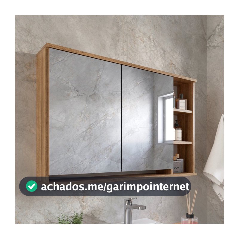 Armário Espelheira de Banheiro 90cm com 2 Portas Solaris EP400 Yescasa